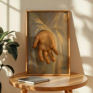 イエスの手が差し伸べられている | イエスへの信頼を描いたウォールアート | キリスト教の信仰に基づいた装飾 | スピリチュアルなアートワークを誘う [デジタルダウンロード]