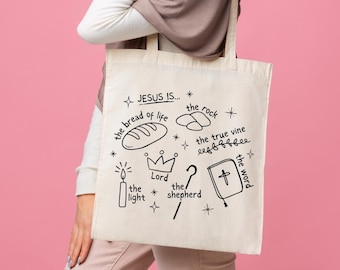 Gesù è... Borsa tote: borsa per libri della Bibbia cristiana