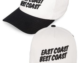 East Coast Best Coast Letter Embroidered Cotton Trucker SnapBack Cap