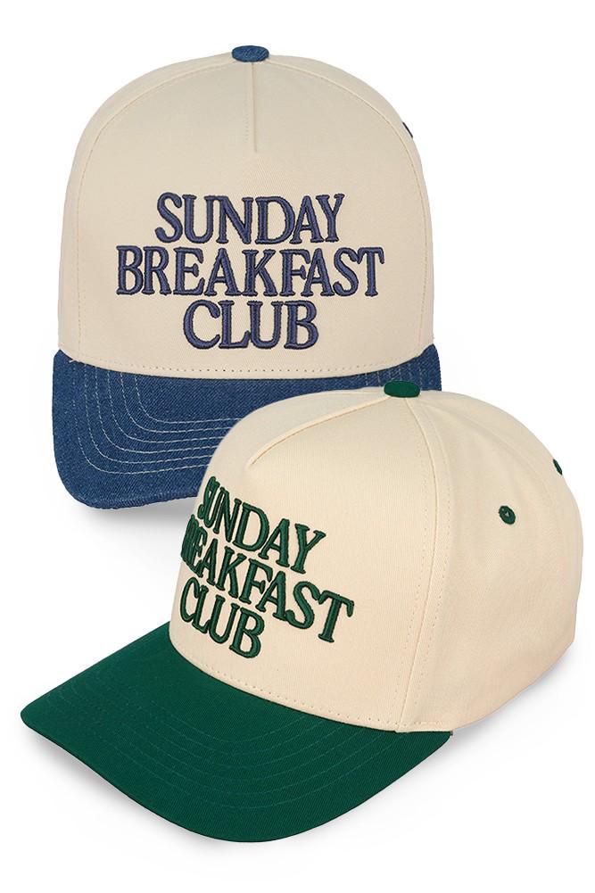Sunday Breakfast Club Embroidered Two Tone Baseball Trucker 