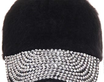 Women Fur with Stone Baseball cap hat