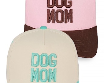 Dog MOM Embroidered Two Tone Baseball Trucker Cap Snapback