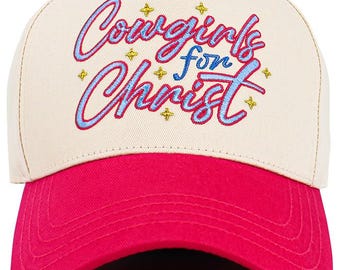 COWGIRLS FOR CHRIST Letter On Two Tone Hat Religious Theme Five Panel Baseball Cap