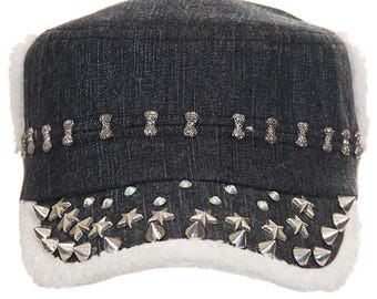 Women Fur with Star Stone Baseball cap hat