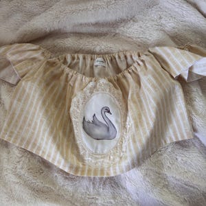 Handmade Off-Shoulder Swan Top – Cottagecore Fairycore Crop with Lace Detail