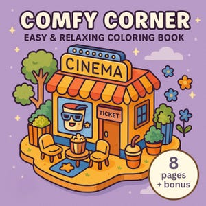 Super Cute Coloring Book, Easy Coloring Pages For Adults & Kids, Comfy Corner Relaxing Book Stress Relief, Girl Color Book, Digital Coloring