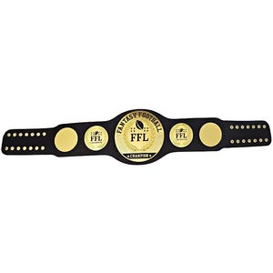 Custom Fantasy Football Championship Belt – Personalized FFL Trophy – Engraved Gold Zinc Plates – Fantasy League Winner Gift – Customizable