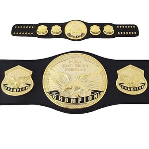 Cinto de Campeonato de Luta Livre de Ouro — Cinto de Título Personalizado em Liga de Zinco e Couro para Adultos e Crianças — Cinto de Troféu de Campeão