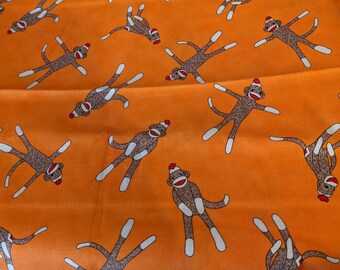 Cotton Quilt Fabric Quilting Treasures Fabrics MONKEY BUSINESS W4080 Bethany Shackleford Chevron Stripe in Orange 24068-O