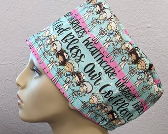 Nurse  scrub cap.. ponytail, hybrid, surgeon cap, mens