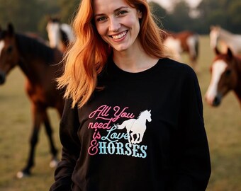 Wild horse embroidery sweatshirt   black only