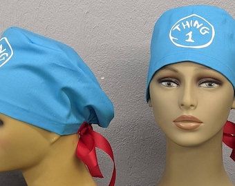 Thing 1 or Thing 2 Scrub Cap - Ponytail, Mens, Bouffant Styles