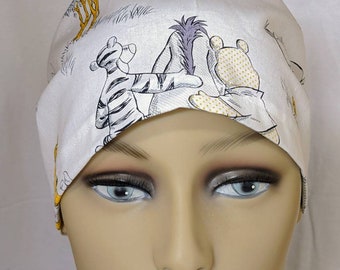 Pooh & Friends Hybrid Scrub Hat: Euro Style, Elastic Band - Free Ship