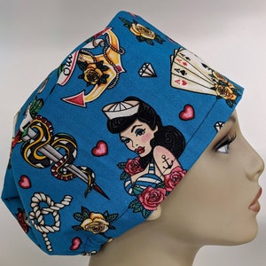 Tattoo you hybrid or ponytail scrub cap