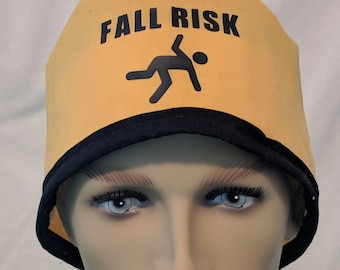 Funny fall risk men's scrub cap