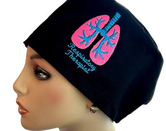 Respiratory Therapist Embroidered Scrub Hat: Ponytail or Hybrid Style