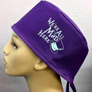 Mad hatter ponytail, hybrid, men's or surgeon cap scrub hat