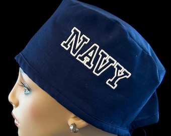 Navy 3D embroidery scrub hat