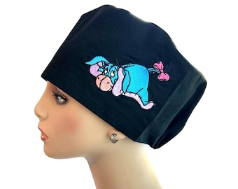 Eeyore Embroidered Scrub Hat: Ponytail or Hybrid Style