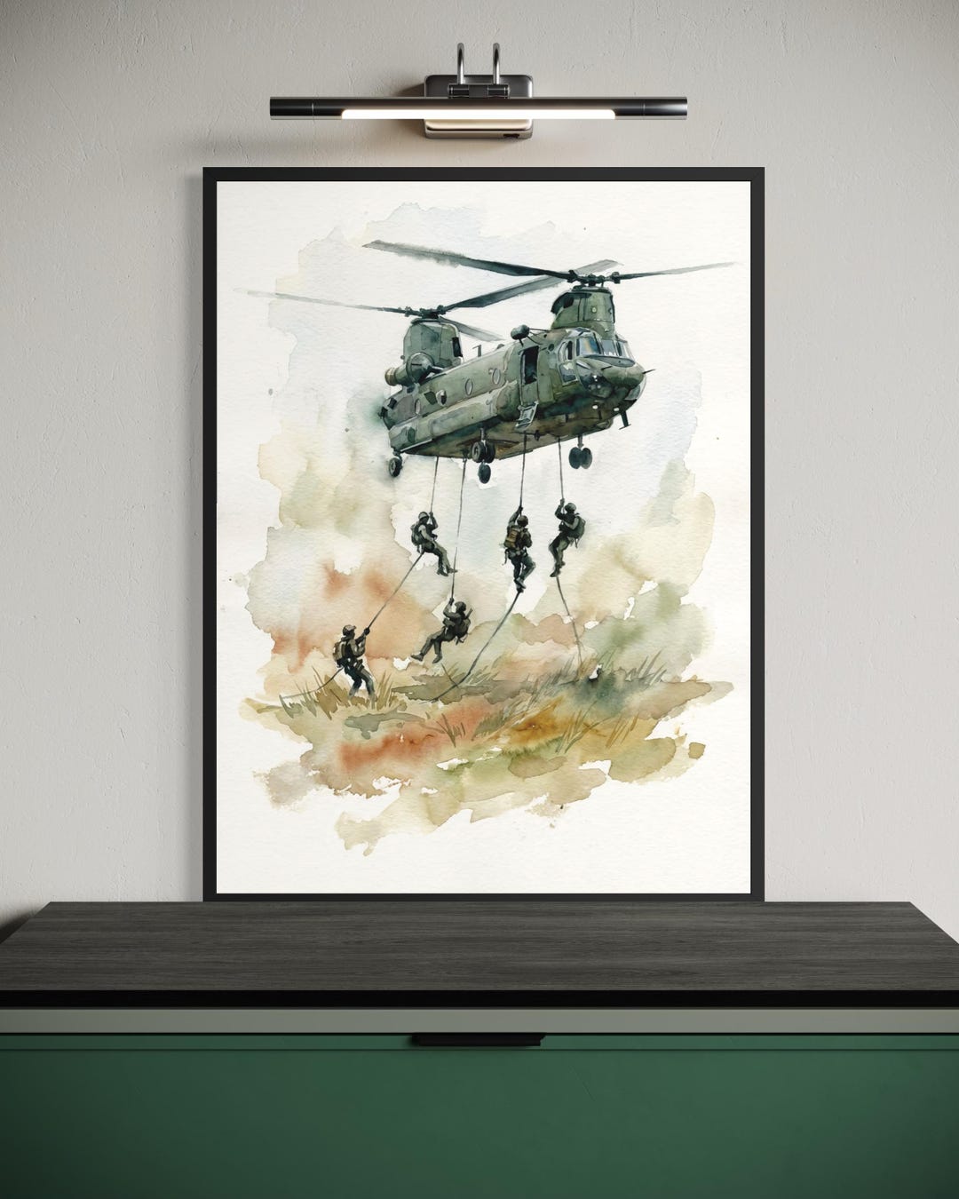 CH-47 Chinook Fast Rope Navy Seals Print Watercolor / US Navy Aviation ...