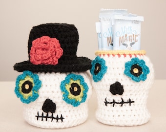 Halloween Crochet Pattern, Sugar Skull, Home Decor, Crochet Basket, Trick or Treat, Skull Crochet Pattern, Fall, DIY Crochet, Bowl (54)