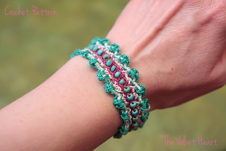 Download Crochet Jewelry Tutorial Beaded Bracelet Pattern Easy DIY | Etsy