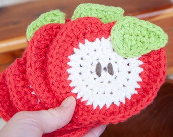 Crochet Coaster Pattern, Crochet Apple Coaster, DIY Teacher Gifts, Crochet Home Decor Pattern, Easy Crochet Pattern, DIY Gift For Her 78