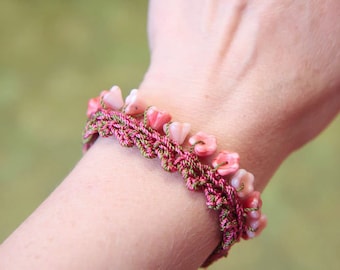 Tutorial per gioielli all'uncinetto, creazione di gioielli con perline, modello per bracciale all'uncinetto, tutorial per uncinetto con perline, modello facile all'uncinetto, bracciale con perline (52)