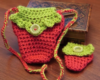 Crochet Purse Pattern For Kids, Crochet Strawberry Pattern, Crochet Strawberry Bag, Easy Crochet Pattern, Little Girl Purse Pattern (43)