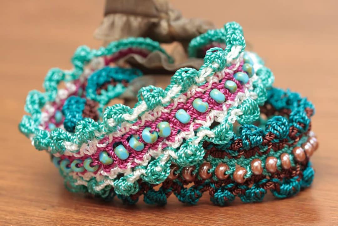 Crochet Jewelry Tutorial, Beaded Bracelet Pattern, Easy DIY