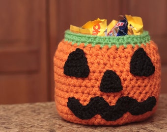 CROCHET PATTERN- Halloween Crochet Patterns, Crochet Pumpkin Pattern, Crochet Basket Pattern, Halloween Candy Bowl- Instant Download (55)