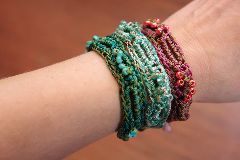 Crochet Bracelet Pattern, Beaded Bracelet, Jewelry Tutorial, Boho Crochet Pattern, diy jewelry, crochet with beads pattern, Bohemian39 image 2