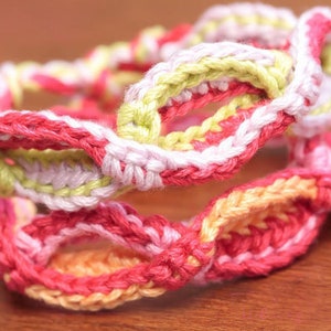 Crochet Bracelet Pattern, Crochet Jewelry Tutorial, Tie On Bracelet, Yarn Bracelet, Easy Crochet Pattern, Crochet Jewelry Pattern, DIY (3)