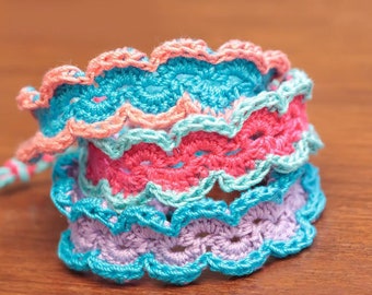 Samouczek dotyczący biżuterii DIY, wzór na bransoletkę szydełkową, biżuteria szydełkowa, bransoletka wiązana, wzór na bransoletkę przyjaźni, pobieranie cyfrowe (8)