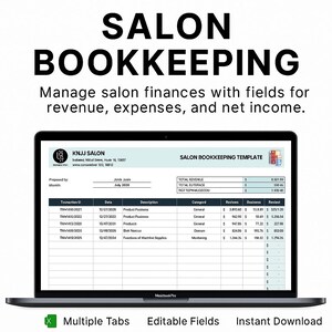 Saloon Bookkeeping Template Excel & Google Sheets | Expense, Income, Client Tracker | Small Business Accounting Spreadsheet Tool