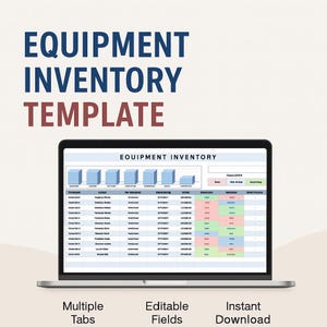 Equipment Inventory Template | Excel & Google Sheets Asset Tracker | Tool Inventory Sheet | Business Equipment Management Spreadsheet