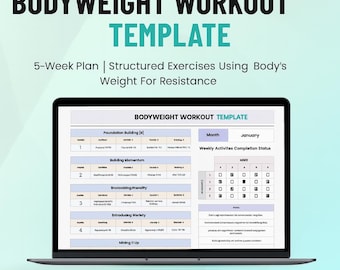 Bodyweight Workout Template Excel & Google Sheets | Fitness Tracker, Exercise Log, Home Workout Planner, Calisthenics Schedule, Digital