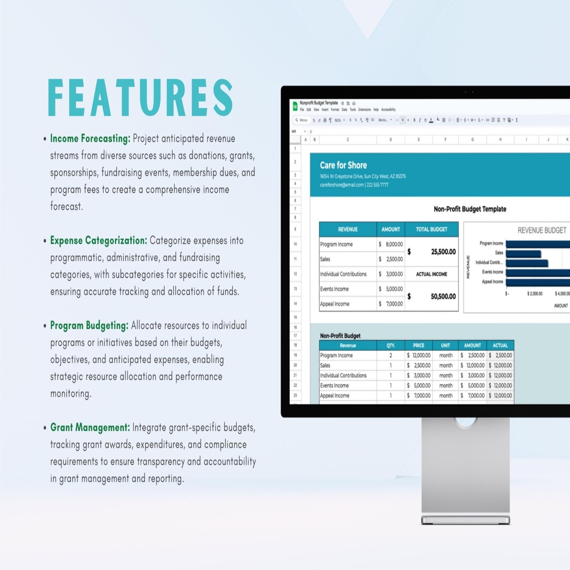 Nonprofit Operating Budget Template Excel & Google Sheets • Fiscal Year ...
