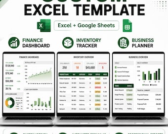 Custom Excel Spreadsheet | Google Sheets Dashboard | Business Template, Finance Tracker, Inventory System, Automated Spreadsheet