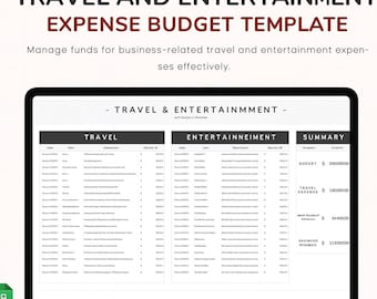 Travel & Entertainment Expense Budget Template Excel and Google Sheets | Business Trip Planner, Corporate Expense Tracker