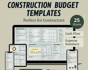 All-In-One Construction Budget Templates Bundle | Excel & Google Sheets Project Estimators | Building Cost Planner Spreadsheets, PLR, MRR