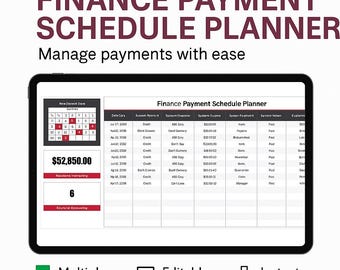 Sjabloon Finance Payment Schedule Planner Excel – Betalingskalender lening en factuur – Spreadsheet betalingsvervaldatums