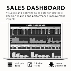 Sales Dashboard Template | Excel & Google Sheets | KPI Report for Sales Analytics | Track Revenue, Leads, Pipeline, Forecast | Business CRM