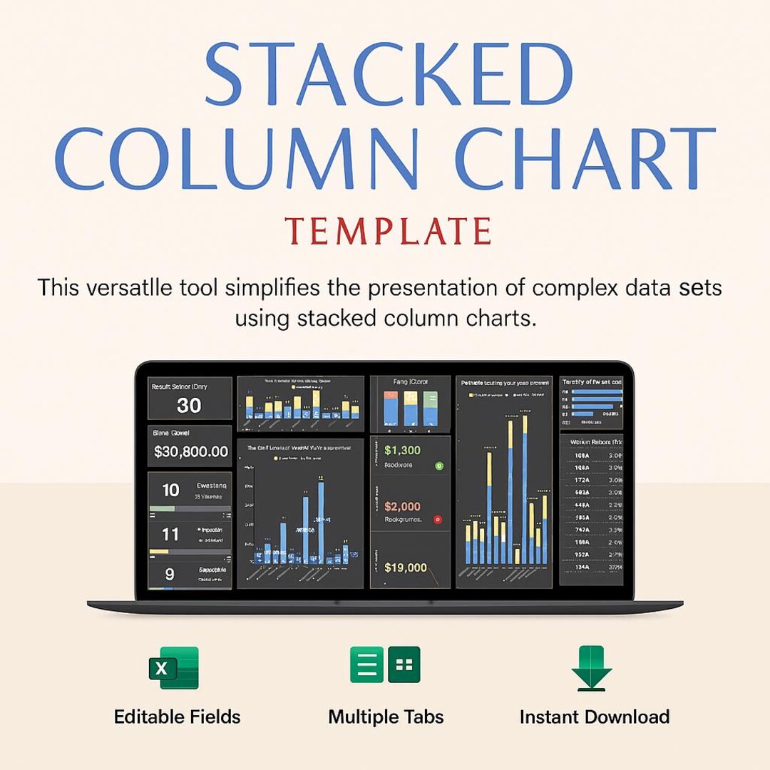 Stacked Column Chart Template | Excel & Google Sheets | Data ...