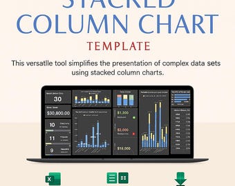 Stacked Column Chart Template | Excel & Google Sheets | Data Visualization and Business Dashboard Tool