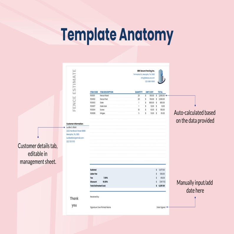 Fence Estimate Template Excel Google Sheets • Fencing Cost Calculator ...