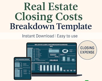 Real Estate Closing Cost Template | Excel & Google Sheets Buyer Seller Cost Breakdown | Property Sale Estimator | Realtor Fee Tracker
