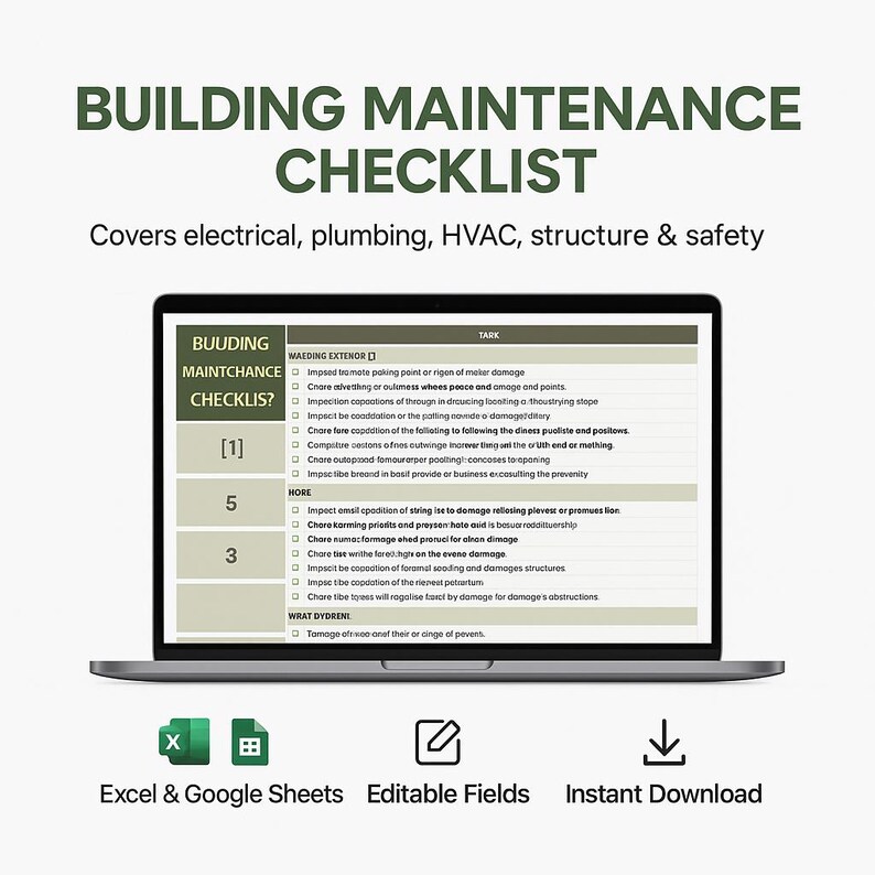 Building Maintenance Checklist Template Excel | Property Inspection ...