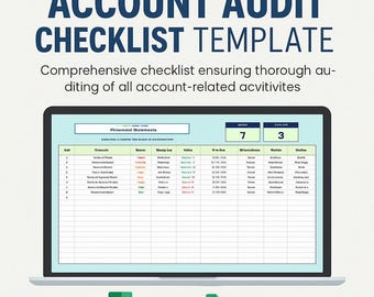 Account Audit Checklist Template | Business Audit Spreadsheet, Financial Review Tracker, Google Sheets & Excel Digital Download