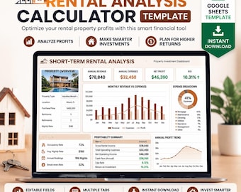 Short Term Rental Analysis Calculator | Excel & Google Sheets | Airbnb and Vacation Property ROI and Cash Flow Tool